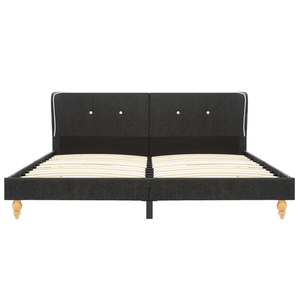 Set pat cu saltea, vidaXL, Lemn/Textil, 180 x 200 cm, Gri inchis
