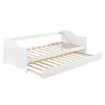 Canapea Perla cu pat suplimentar extensibil, en.casa, 205 x 97 x 66 cm, saltea 200 x 90 cm, lemn/spuma rece, 100/100 Kg, alb, cu 2 saltele, pentru 2 persoane Canapea Perla cu pat suplimentar extensibil, en.casa, 205 x 97 x 66 cm, saltea 200 x 90 cm, lemn/spuma rece, 100/100 Kg, alb, cu 2 saltele, pentru 2 persoane