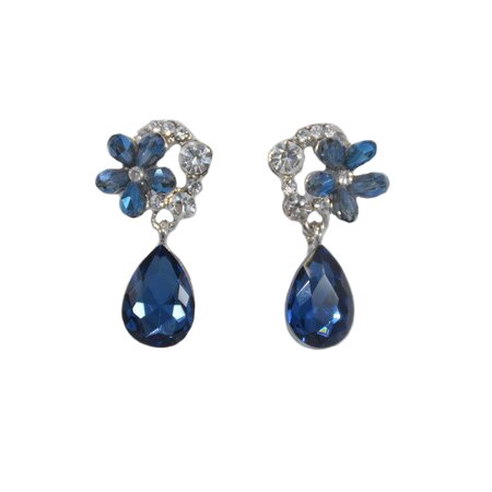 Cercei rafinati ,cu pietre semipretioase in forma de floare,o piatra tip lacrima,D&J Exclusive,albastru