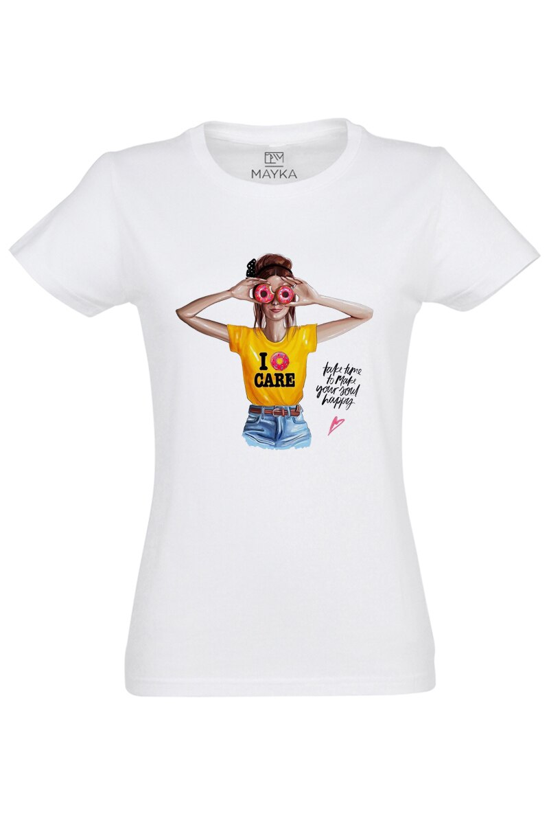 Tricou dama din bumbac 100%, MAYKA, model I DONUT CARE