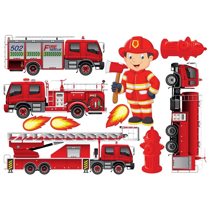 Комплект Декоративни Стикери Digital Ascend пожарникар ,1 листа, 90х60см