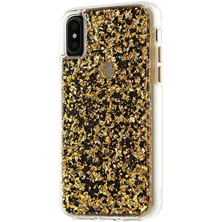 CaseMate Karat Case - дизайнерски кейс с истински златни нишки и висока защита за iPhone XS, iPhone X (златист)