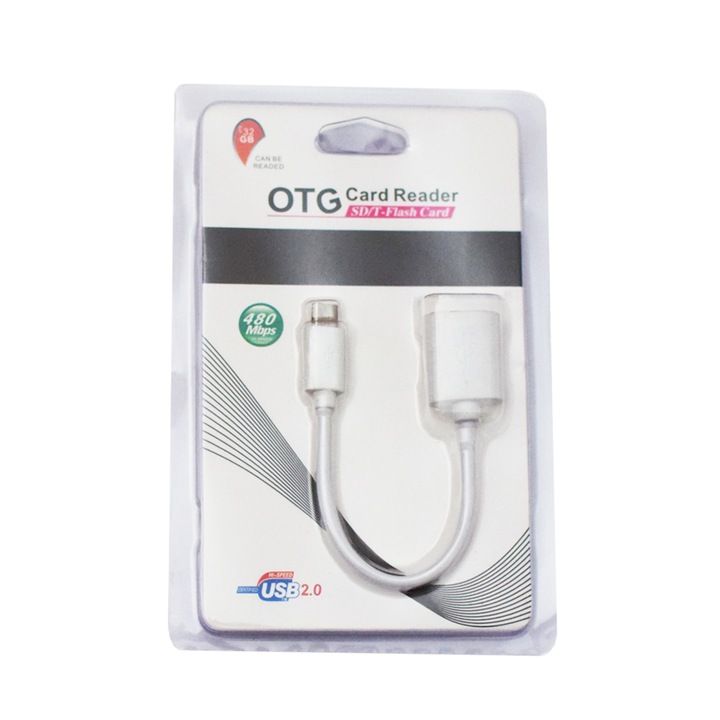 OTG kártyaolvasó Micro USB csatlakozóval-fehér