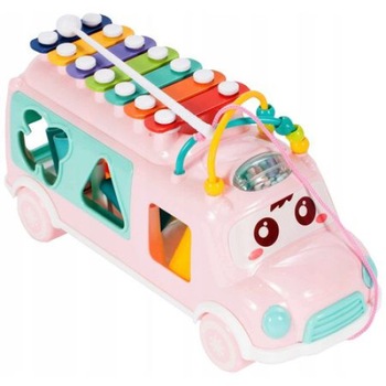 Jucarie multifunctionala,autobuz xilofon si sortator de forme,roz Jucarie multifunctionala,autobuz xilofon si sortator de forme,roz