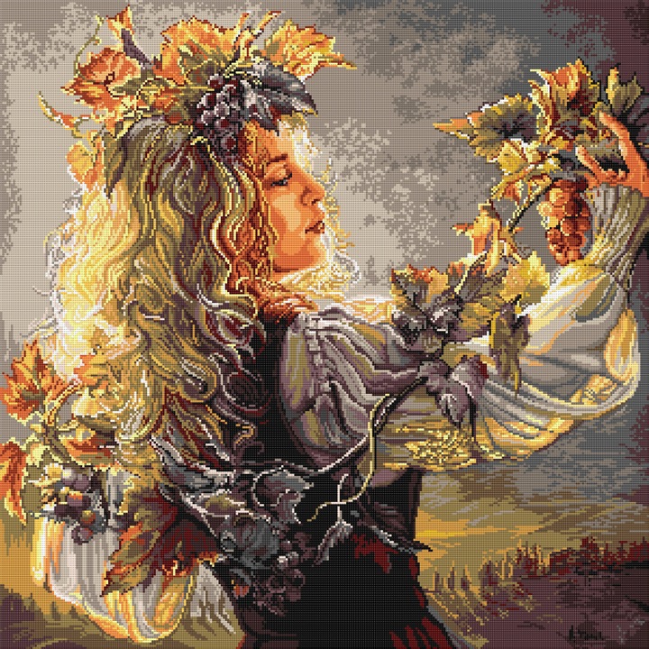 Goblen Toamna , Hudemas , kit goblen cu diagrama alb negru , cu fire mouline