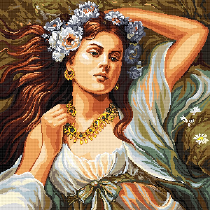 Goblen Primavara 1 , Hudemas , kit goblen cu diagrama alb negru , cu fire mouline