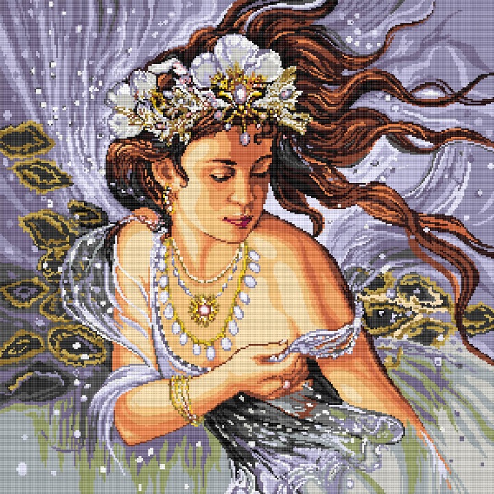 Goblen Iarna 1 , Hudemas , kit goblen cu diagrama alb negru , cu fire mouline