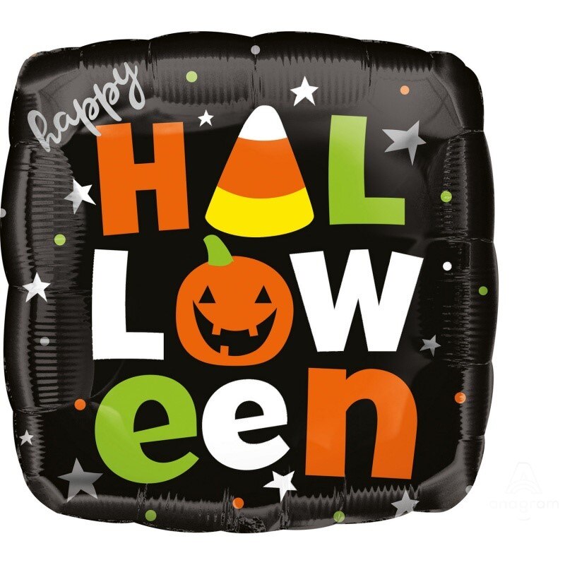 Balon folie inscriptionat Happy Happy Halloween - 45 cm, A39991