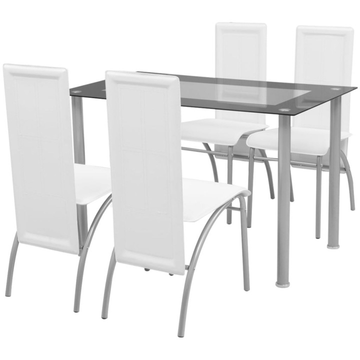 Трапезен комплект от пет части vidaXL, бял, 120х70х75 см