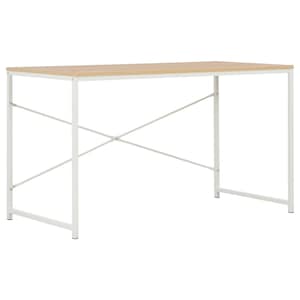 Birou de calculator, vidaXL, Alb/Maro, Pal si metal, 120 x 60 x 70 cm