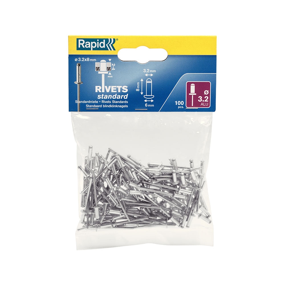 Popnituri Rapid Standard Alu - diametrul de 3.2 x 8 mm, aluminiu, 100 buc/ punga