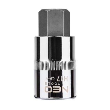 Cap tubulara 1/2'' cu antrenor hexagonal, H17 x 55mm, Neo 08-777 Cap tubulara 1/2'' cu antrenor hexagonal, H17 x 55mm, Neo 08-777