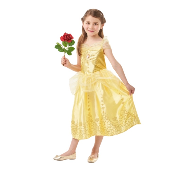 Costum Disney Belle, Frumoasa si Bestia, Glitter Printess Belle, Rubie's, M, 5 - 6 ani M