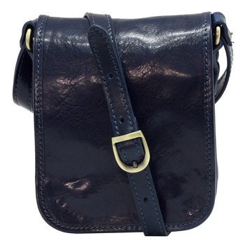 Geanta de umar din piele naturala vachetta, 5554E, bleumarin Geanta de umar din piele naturala vachetta, 5554E, bleumarin