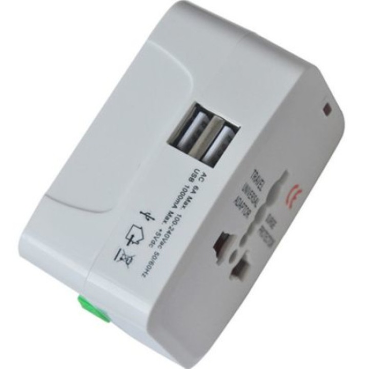 Adaptor Incarcator priza universal EU\UK\SUA cu 2 porturi USB KATHODE