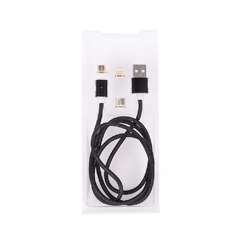 Cablu magnetic WIREMAN DM-m15 Negru, USB + micro USB + iPhone si Type C, 1 metru, Negru Cablu magnetic WIREMAN DM-m15 Negru, USB + micro USB + iPhone si Type C, 1 metru, Negru