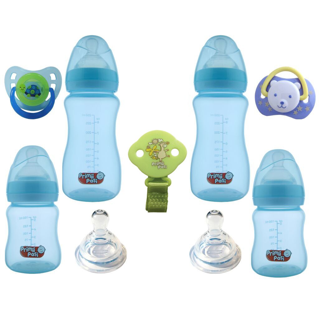 Set nou nascut biberoane gat larg, verde testoasa, Primii Pasi, 0 - 6 luni