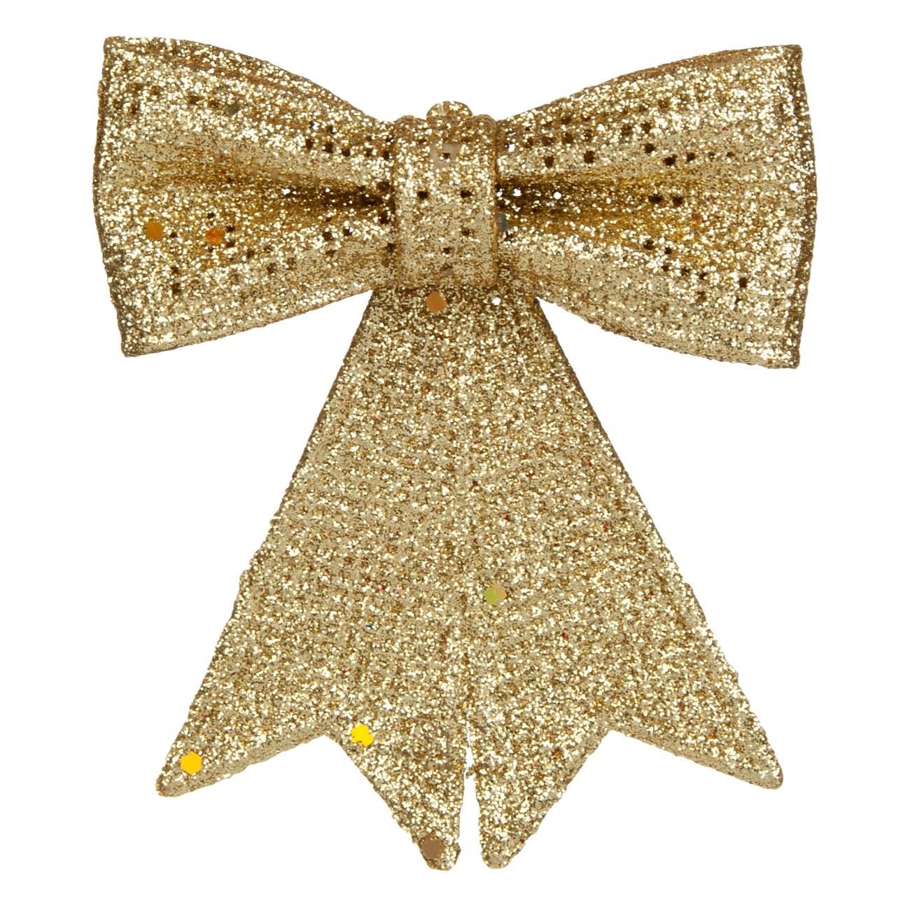 Ornament brad de Craciun, auriu cu sclipici, South Perfect Decor, 10x9 cm