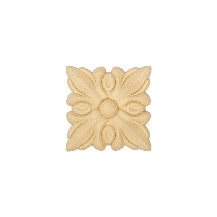 Ornament din lemn termoplastic - floare patrata, 5 x 5 x 0.7 cm