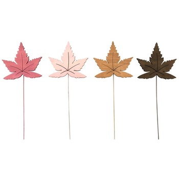 Set 4 frunze de lemn gravate pe bat - artar, 8 cm Set 4 frunze de lemn gravate pe bat - artar, 8 cm