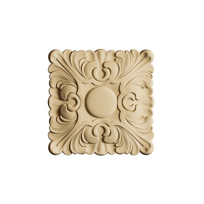 Ornament din lemn termoplastic - floare in forma patrata, 6 x 6 x 1 cm