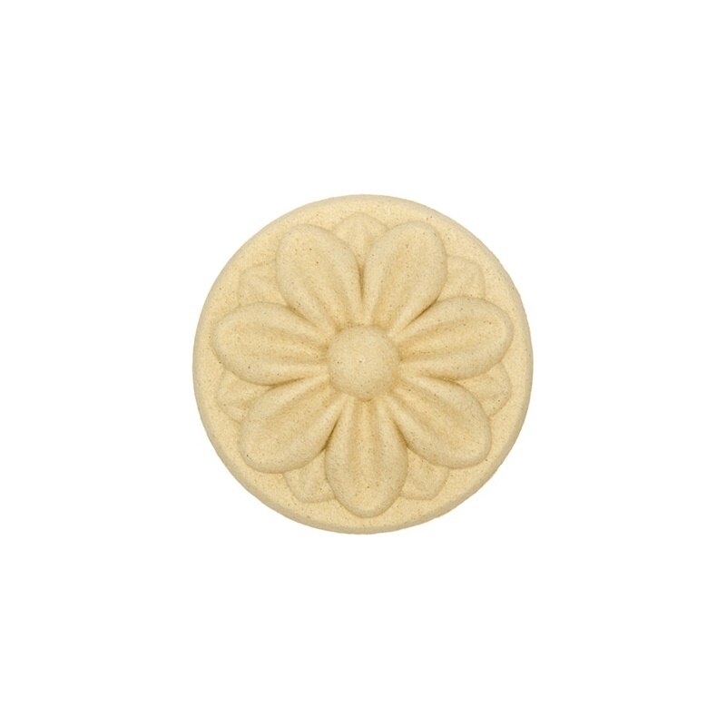 Ornament din lemn termoplastic - floare rotunda, 4 x 0.8 cm