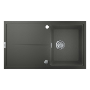 Chiuveta Quartz composite Grohe K400 31640AT0, 337 x 420 x 205 mm, reversibila, montare pe blat, evacuare automata, Kit montaj si evacuare inclus, Antracit Chiuveta Quartz composite Grohe K400 31640AT0, 337 x 420 x 205 mm, reversibila, montare pe blat, evacuare automata, Kit montaj si evacuare inclus, Antracit