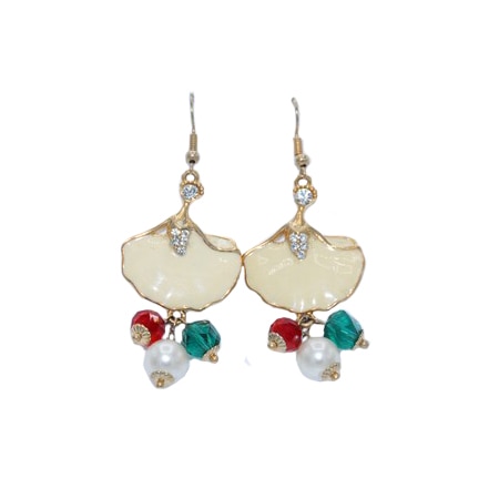 Cercei lungi cu forme speciale, decorate cu cristale colorate si perla,D&J Exclusive,multicolor