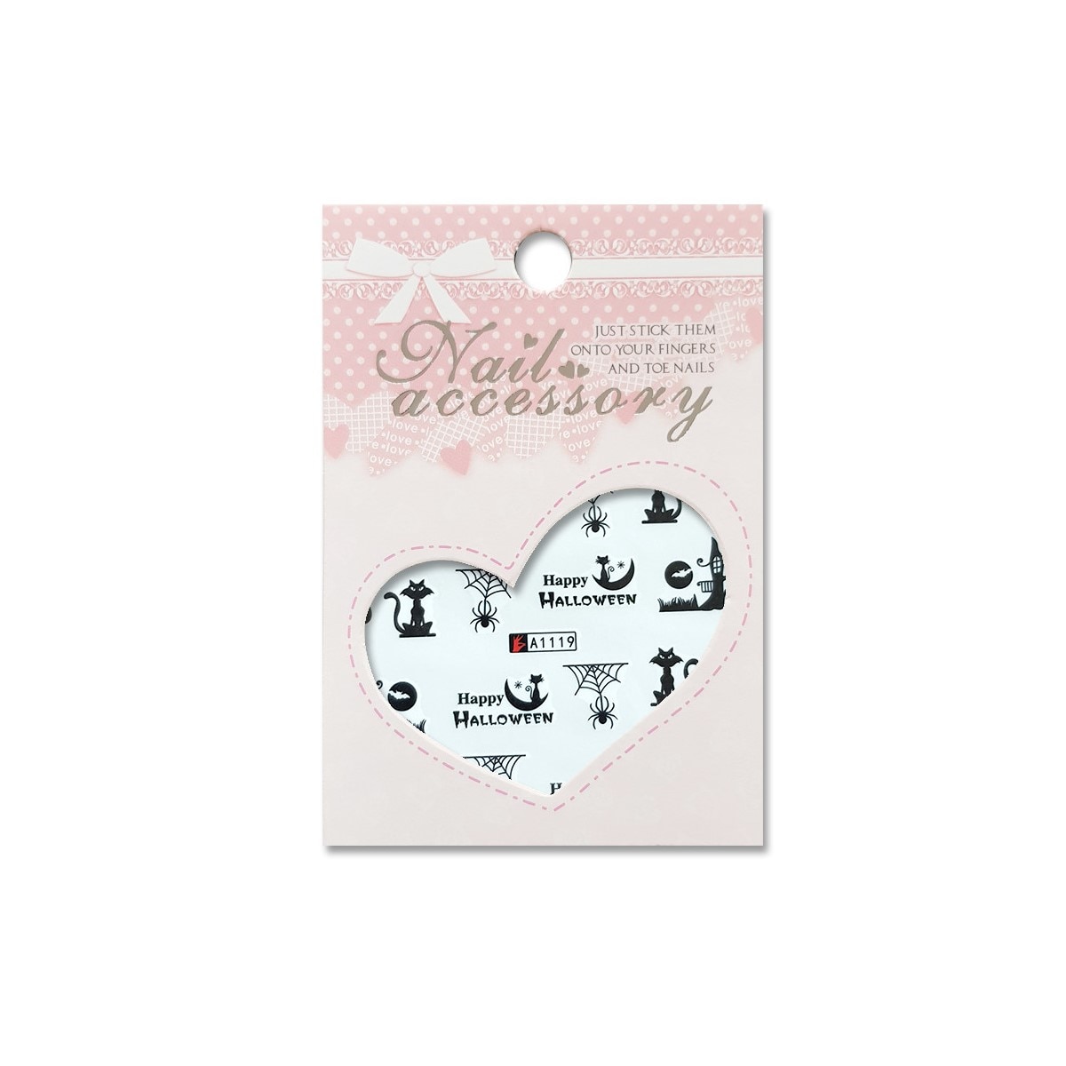 Decoratiuni cu efect acrilic, MoonbasaNails, A1119, Model Halloween, Negru