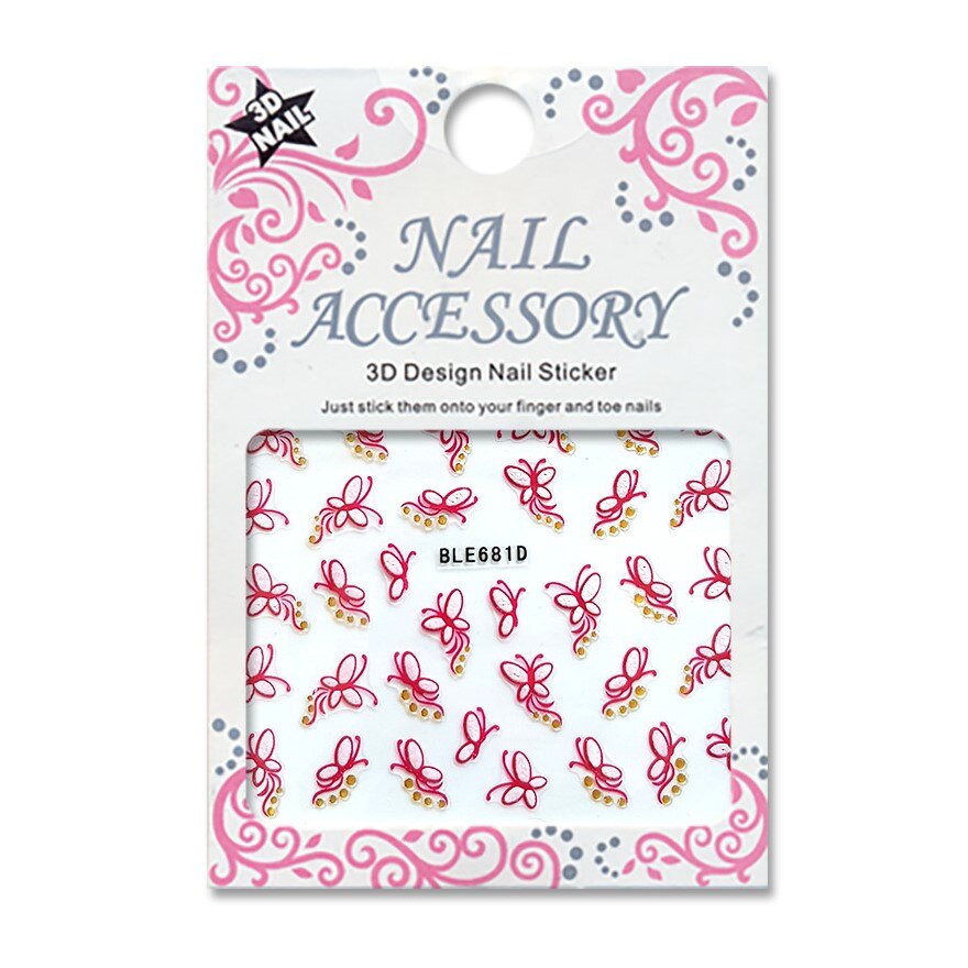 Decoratiuni cu efect acrilic 3D, MoonbasaNails, BLE681D, Multicolor