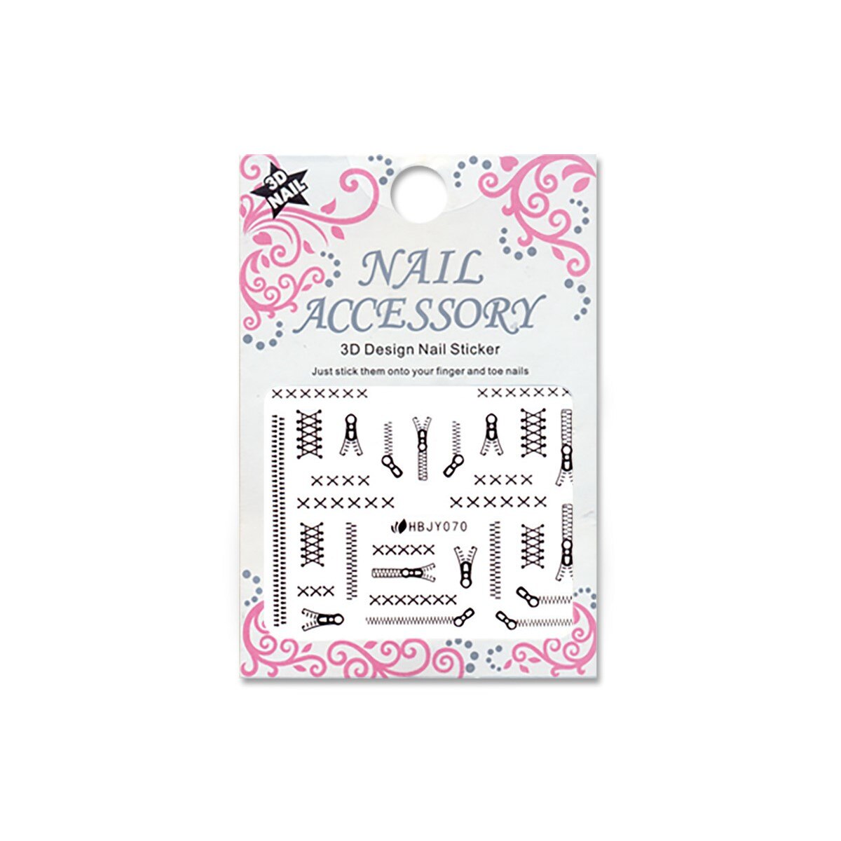 Decoratiuni cu efect acrilic 3D, MoonbasaNails, HBJY070, Model fermoar, Negru