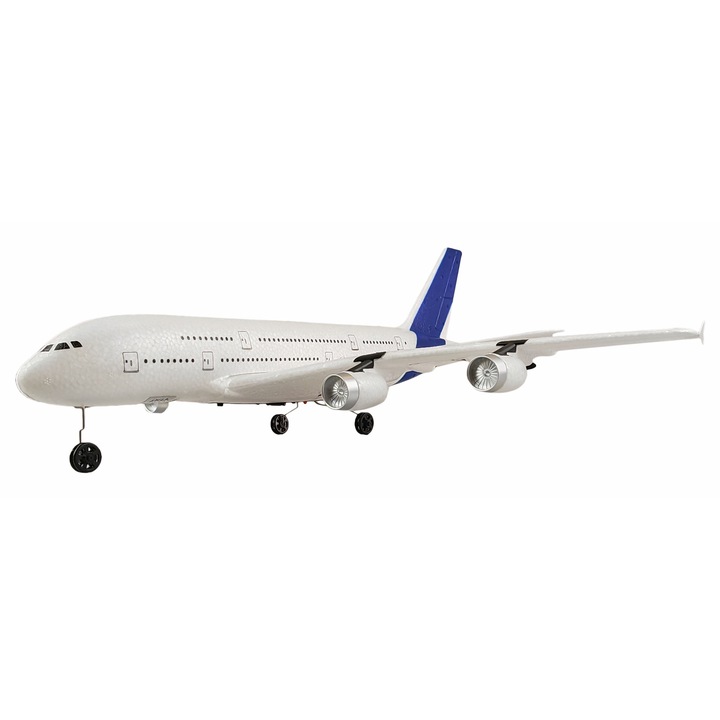 Avion RC cu telecomanda AM38 Pasageri, Gyroscop care stabilizeaza zborul, Lungime 49 cm, Anvergura 51.5 cm, 2,4GHz, 3 canale, Flip 360, RTF, 14+
