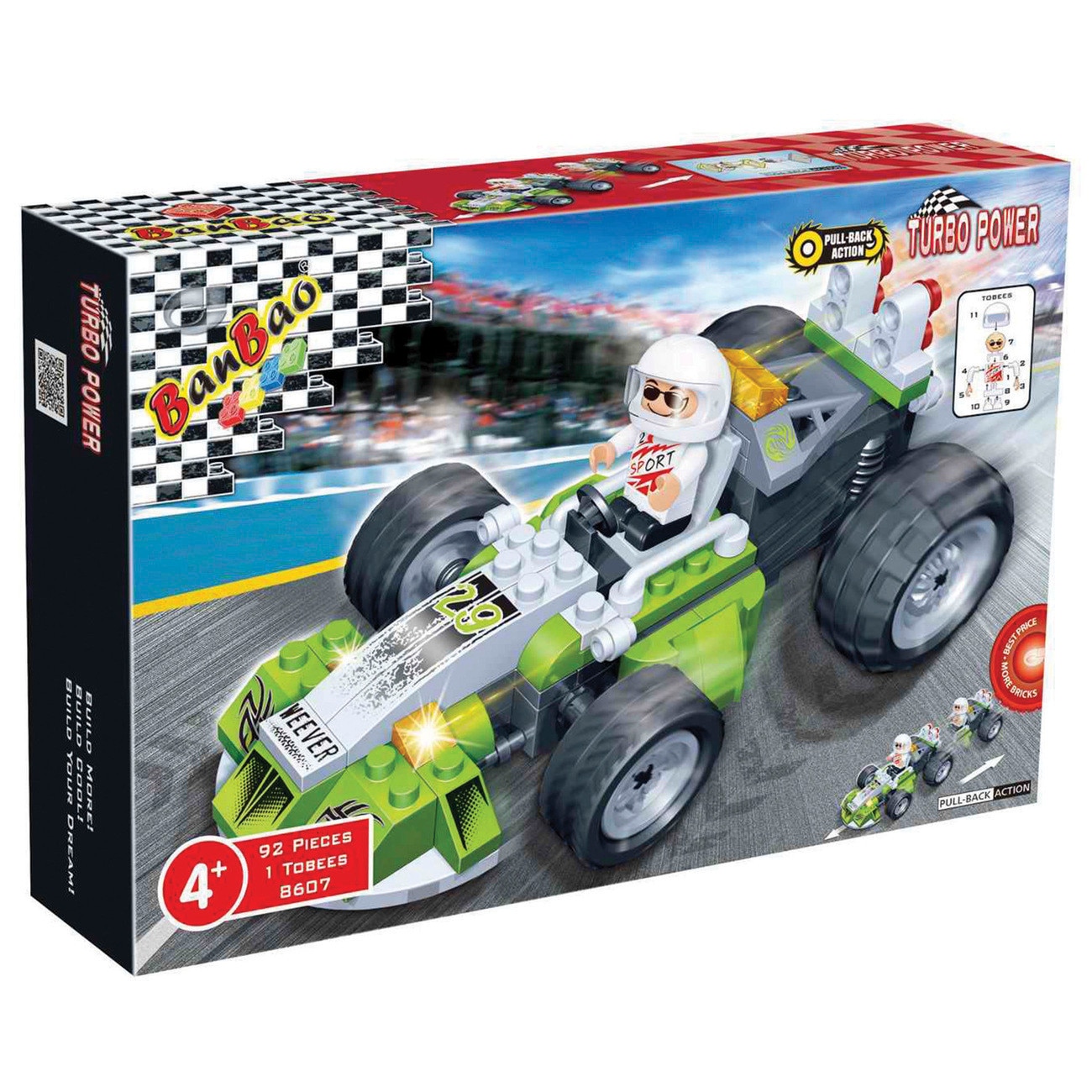 Set de constructie multicolor BanBao 92 piese, Masina