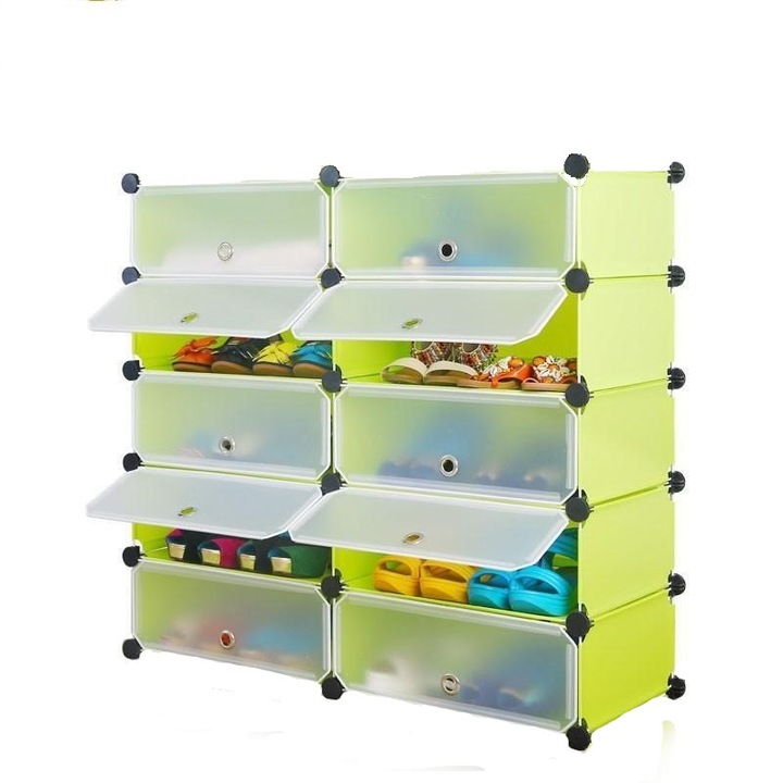 Dulap plastic, organizator, 10 compartimente, verde
