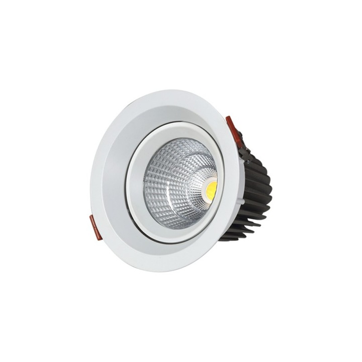 Spot LED 12W/ora, 1368lm - 50 000 ore, 3000K lumina calda, incastrabil orientabil, LED Market®, LM-S1005A, Corp Alb, clasa energetica E