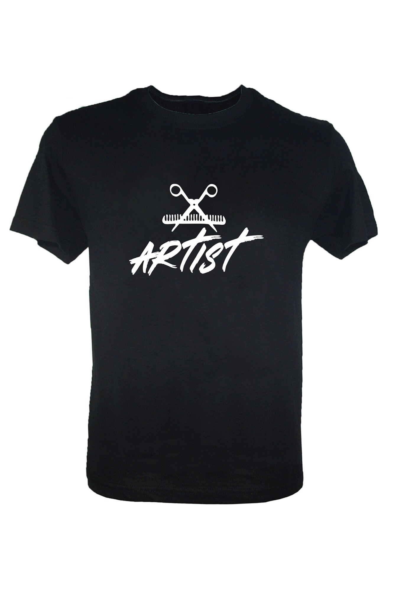 Tricou din bumbac negru, barbati, cu imprimeu Artist, Negru