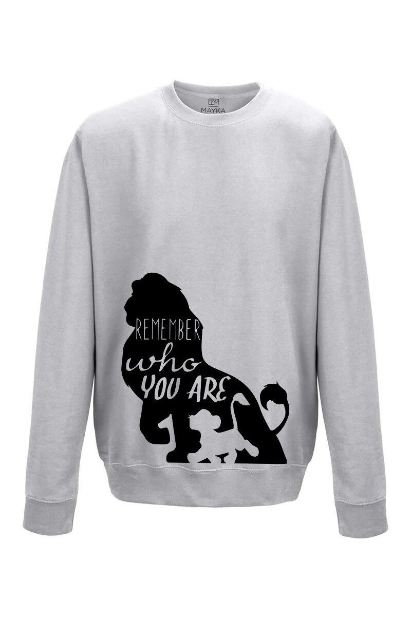 Pulover Barbat din bumbac 80%, poliester 20%, MAYKA, model Remember who you are, gri, Gri