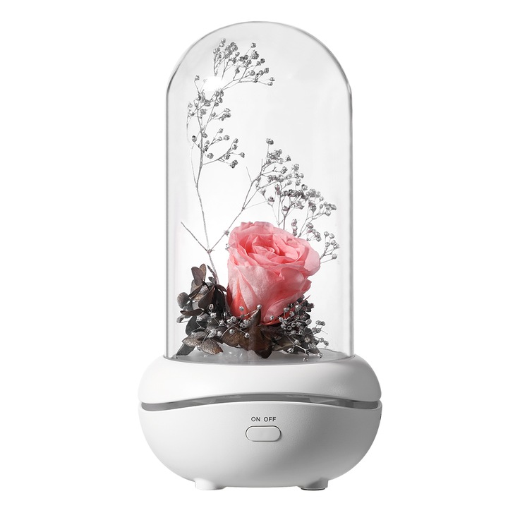 LED éjszakai lámpa, Aromás olaj diffúzor, Rózsaszín rózsa