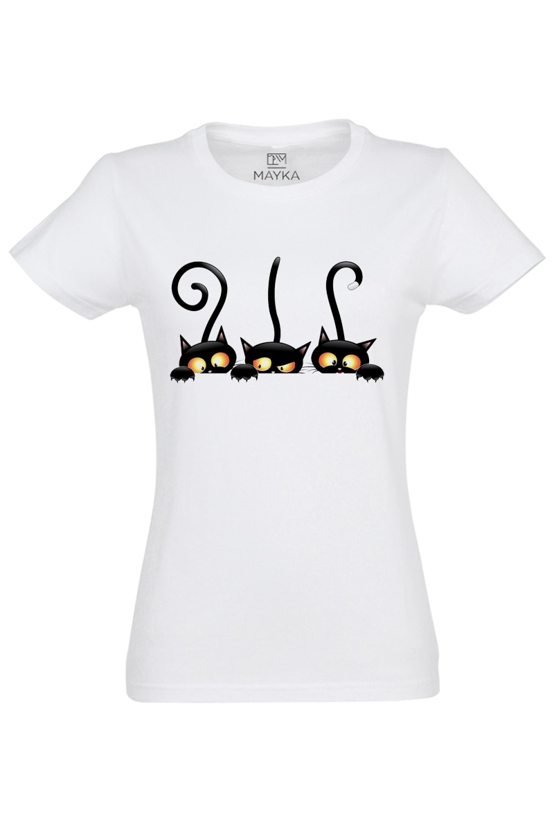 Tricou dama din bumbac 100%, MAYKA, model 3 Cats