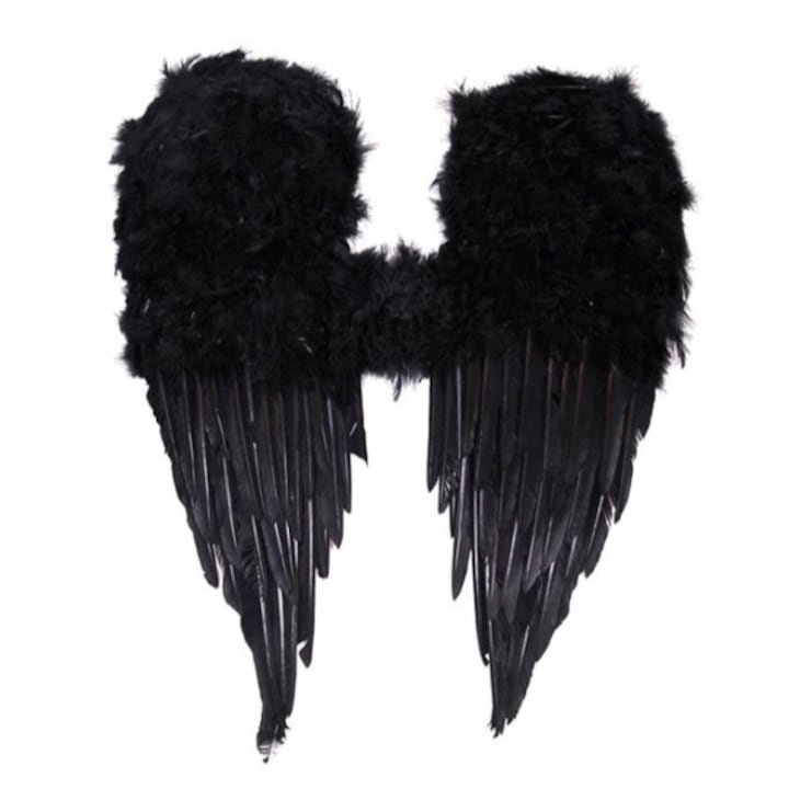 Aripi negre de inger pentru costumatie de Halloween