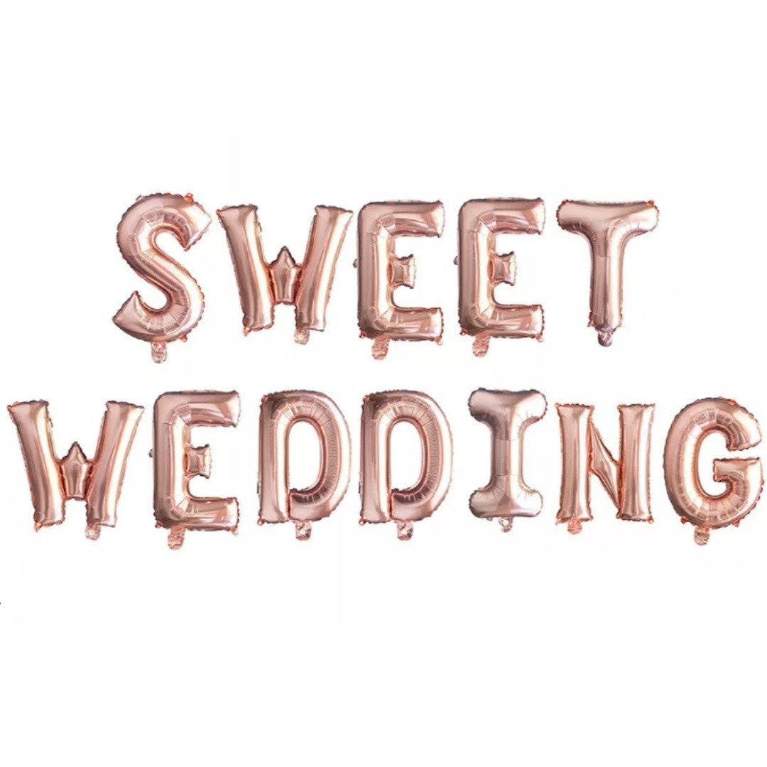 Balon Folie Litere - SWEET WEEDING, Rose Gold, 41 cm, Shop Carnaval