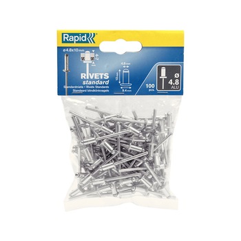 Popnituri Rapid Standard - diametrul de 4.8 mm x 10 mm, aluminiu, 100 buc/ punga Popnituri Rapid Standard - diametrul de 4.8 mm x 10 mm, aluminiu, 100 buc/ punga