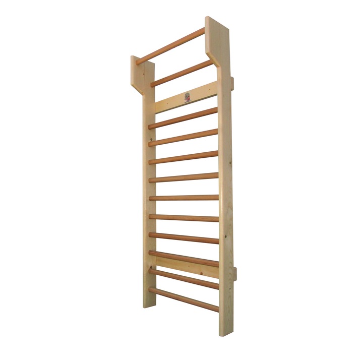 Spalier Gimnastica Standard, Lemnaria Jder, M2, 200x90 cm, 12 bare, lacuit natur, lemn,