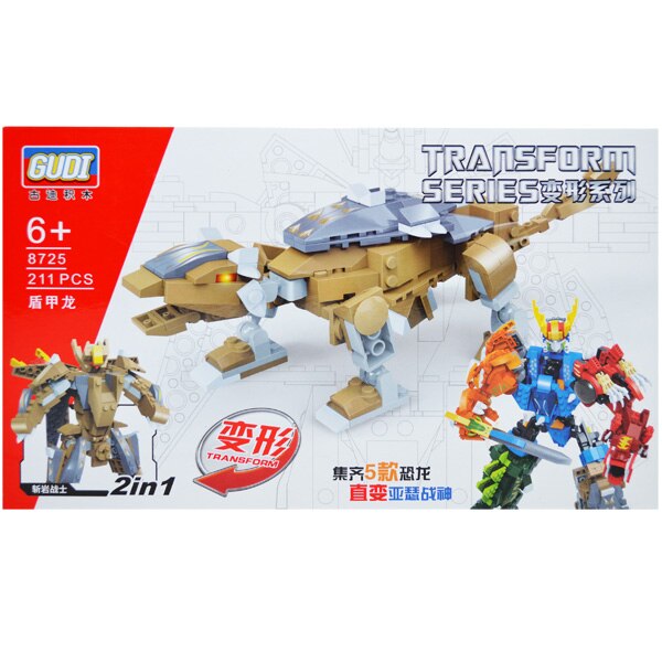 Cuburi constructii 2 in 1 dinozaur/robot, 211 piese