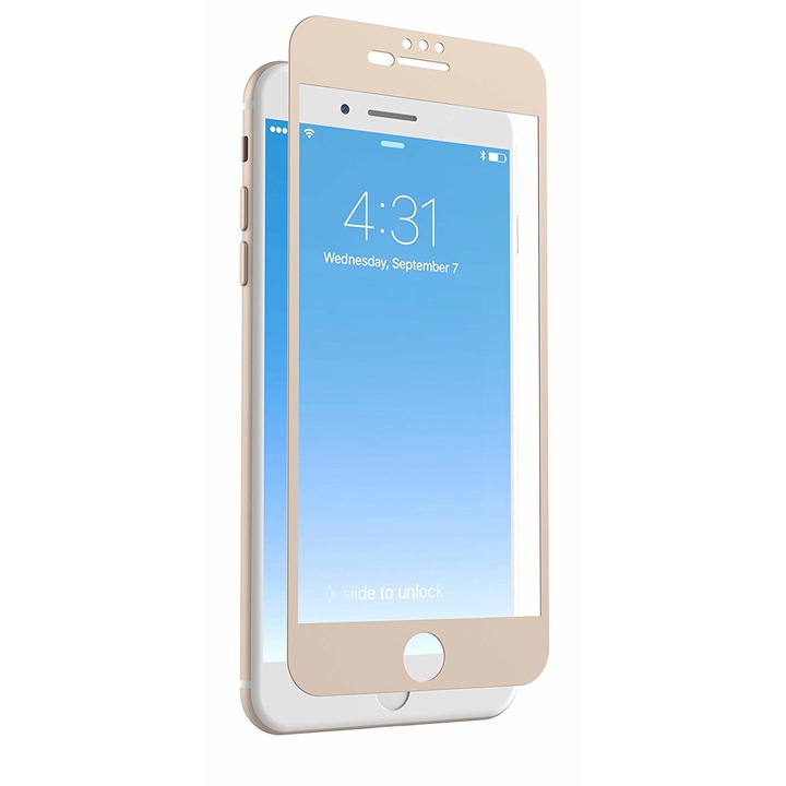 Folie de protectie, Zagg InvisibleShield, sticla, pentru Apple Iphone 7 Plus, contur alb