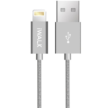 Cablul Lightning de date/ de incarcare pentru dispozitive 8-pin, iWALK, argentiu Cablul Lightning de date/ de incarcare pentru dispozitive 8-pin, iWALK, argentiu