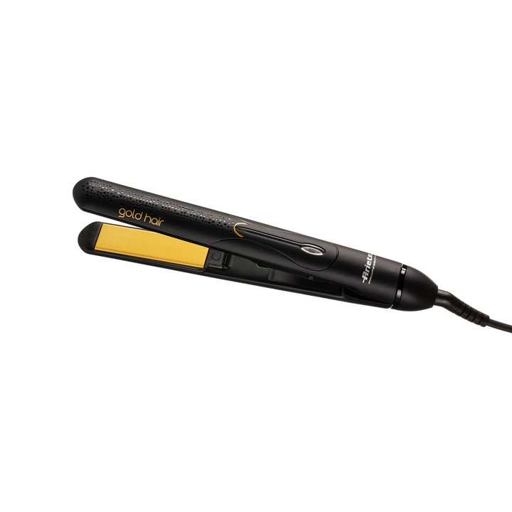 Преса за коса Ariete 8143 Gold Hair, Йонизираща функция, Керамична плоча, LED дисплей, Автоматично изключване, Черен