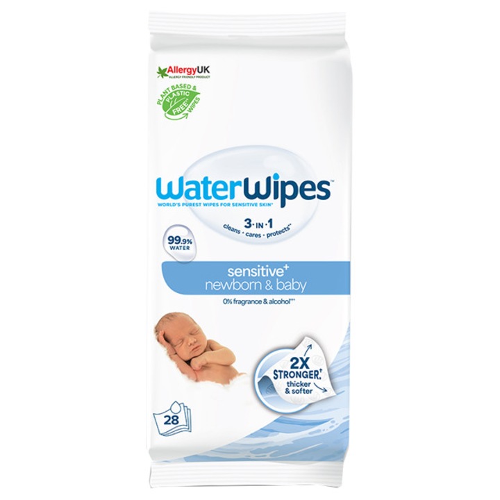 Мокри кърпички WaterWipes, 99.9% вода, комплект от 4 пакета x 28 бр., ON THE GO