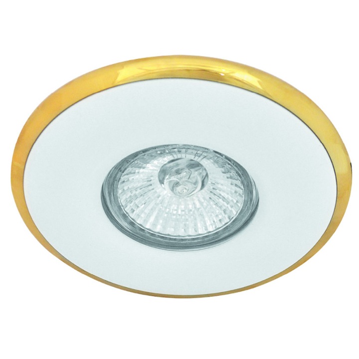 Луна стационарна Lightex, кръгла бяла алуминий със злато MR16