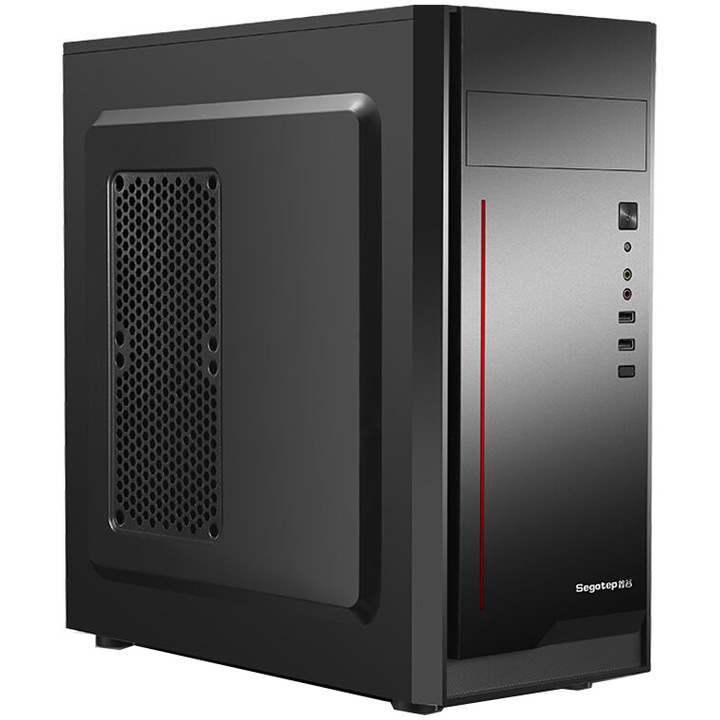 Кутия Segotep V5, Middle Tower, Без захранващ блок, ATX, Черна